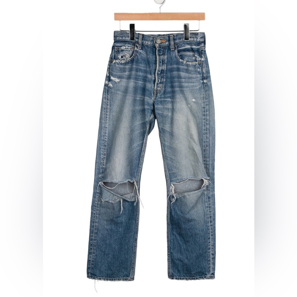 MOUSSY High-Rise Straight Leg Ripped Jeans
